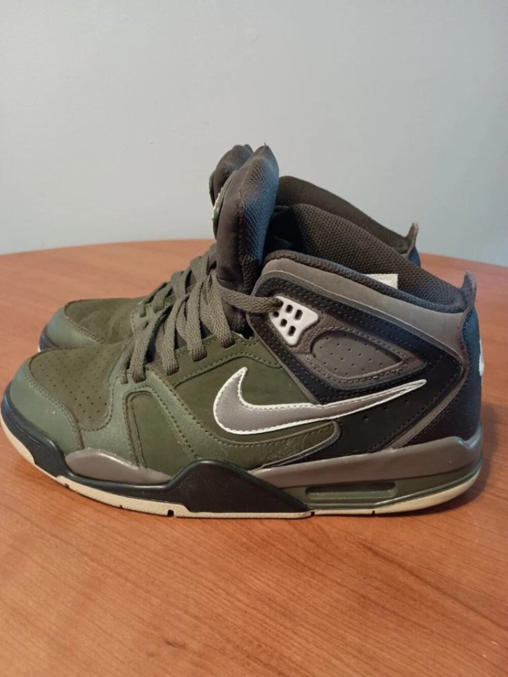 Nike Men's Olive Green and Black High-Top Sneakers